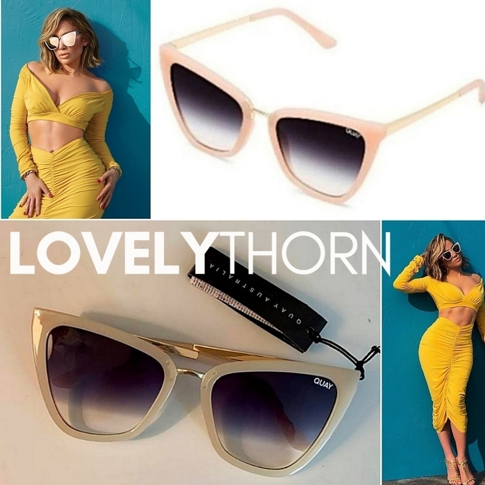 QUAY // ltd ed JLo collab creamy nude frame black/blue fade cateye full or mini - Picture 9 of 16